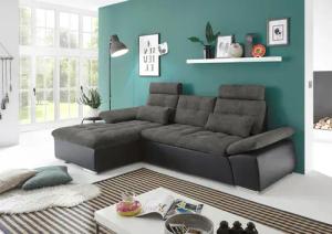 ED EXCITING DESIGN Ecksofa "Jakarta L-Form", mit Bettfunktion, Armteilverstellung, Kopfstützen & 2 Nierenkissen