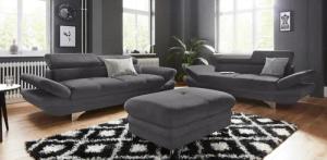 COTTA Polstergarnitur "Enterprise", (Set), Set bestehend aus: 2-Sitzer mit Kopfteilverstellung & Hocker