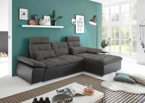 ED EXCITING DESIGN Ecksofa "Jakarta L-Form", mit Bettfunktion, Armteilverstellung, Kopfstützen & 2 Nierenkissen