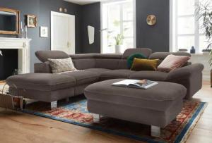 COTTA Polstergarnitur "Driver L-Form", (Set, 2 tlg.), Set bestehend aus: Ecksofa mit Kopfteilverstellung & Hocker
