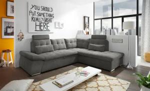ED EXCITING DESIGN Ecksofa "Nalo L-Form", mit Bettfunktion, Armteilverstellung, Kopfstützen & 2 Nierenkissen