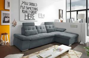 ED EXCITING DESIGN Ecksofa "Nalo L-Form", mit Bettfunktion, Armteilverstellung, Kopfstützen & 2 Nierenkissen