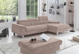 COTTA Polstergarnitur "Komaris L-Form", (Set), Set bestehend aus: Ecksofa mit Kopfteilverstellung & Hocker