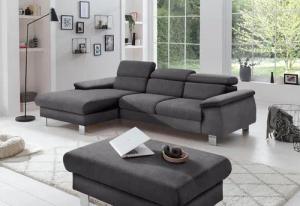 COTTA Polstergarnitur "Komaris L-Form", (Set), Set bestehend aus: Ecksofa mit Kopfteilverstellung & Hocker