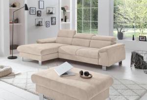 COTTA Polstergarnitur "Komaris L-Form", (Set), Set bestehend aus: Ecksofa mit Kopfteilverstellung & Hocker