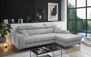 ED EXCITING DESIGN Ecksofa "Sydney L-Form mit Bettfunktion, Bettkasten, Kopfteilverstellung", motorischer Sitztiefenverstellung, USB-Port & 2 Zierkissen
