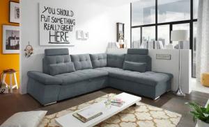 ED EXCITING DESIGN Ecksofa "Nalo L-Form", mit Bettfunktion, Armteilverstellung, Kopfstützen & 2 Nierenkissen