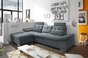 ED EXCITING DESIGN Ecksofa "Nalo L-Form", mit Bettfunktion, Armteilverstellung, Kopfstützen & 2 Nierenkissen