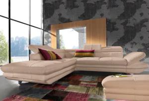 COTTA Polstergarnitur "Enterprise L-Form", (Set), Set bestehend aus: Ecksofa mit Arm- & Kopfteilverstellung & Hocker