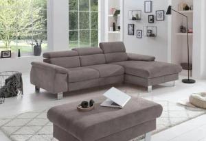 COTTA Polstergarnitur "Komaris L-Form", (Set), Set bestehend aus: Ecksofa mit Kopfteilverstellung & Hocker