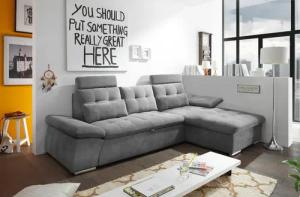 ED EXCITING DESIGN Ecksofa "Nalo L-Form", mit Bettfunktion, Armteilverstellung, Kopfstützen & 2 Nierenkissen