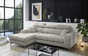ED EXCITING DESIGN Ecksofa "Sydney L-Form mit Bettfunktion, Bettkasten, Kopfteilverstellung", motorischer Sitztiefenverstellung, USB-Port & 2 Zierkissen