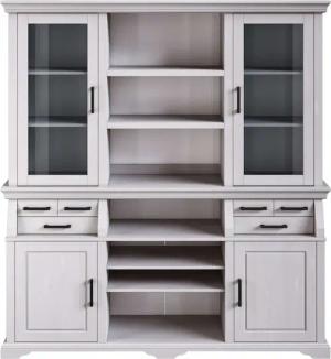 Home affaire Buffet "Anabel, mit Glastüren und schwarzen Metallgriffen", zertifiziertes Massivholz, Breite 186 cm, im Landhausstil