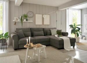 ED EXCITING DESIGN Ecksofa "Angelina L-Form", mit Bettfunktion, Bettkasten & 5 Zierkissen