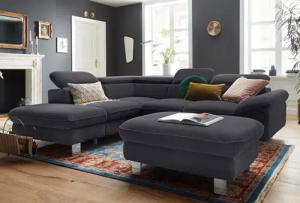 COTTA Polstergarnitur "Driver L-Form", (Set, 2 tlg.), Set bestehend aus: Ecksofa mit Kopfteilverstellung & Hocker
