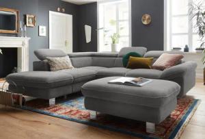 COTTA Polstergarnitur "Driver L-Form", (Set, 2 tlg.), Set bestehend aus: Ecksofa mit Kopfteilverstellung & Hocker
