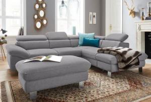 COTTA Polstergarnitur "Driver L-Form", (Set, 2 tlg.), Set bestehend aus: Ecksofa mit Kopfteilverstellung & Hocker