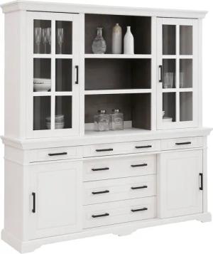 Home affaire Buffet "Anabel, mit Glastüren und Metallgriffen", aus massiver Kiefer, mit Schiebetüren, Breite 186 cm