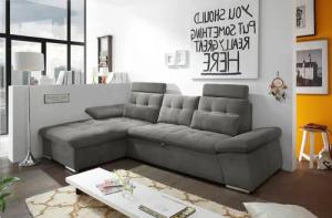 ED EXCITING DESIGN Ecksofa "Nalo L-Form", mit Bettfunktion, Armteilverstellung, Kopfstützen & 2 Nierenkissen