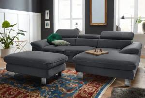 COTTA Polstergarnitur "Driver L-Form", (Set, 2 tlg.), Set bestehend aus: Ecksofa mit Kopfteilverstellung & Hocker