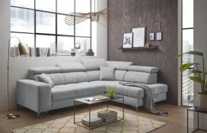 ED EXCITING DESIGN Ecksofa "Sydney L-Form", mit Bettfunktion, Bettkasten, Kopfteilverstellung & 2 Zierkissen