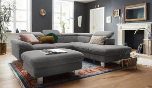 COTTA Polstergarnitur "Driver L-Form", (Set, 2 tlg.), Set bestehend aus: Ecksofa mit Kopfteilverstellung & Hocker