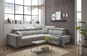 ED EXCITING DESIGN Ecksofa "Sydney L-Form", mit Bettfunktion, Bettkasten, Kopfteilverstellung & 2 Zierkissen