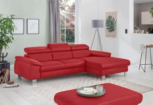 COTTA Polstergarnitur "Komaris L-Form", (Set), Set bestehend aus: Ecksofa mit Kopfteilverstellung & Hocker