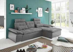 ED EXCITING DESIGN Ecksofa "Jakarta L-Form", mit Bettfunktion, Armteilverstellung, Kopfstützen & 2 Nierenkissen