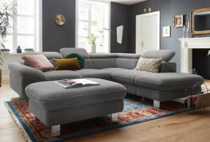 COTTA Polstergarnitur "Driver L-Form", (Set, 2 tlg.), Set bestehend aus: Ecksofa mit Kopfteilverstellung & Hocker