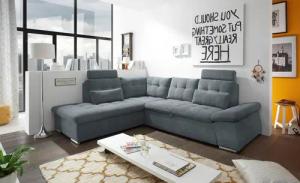 ED EXCITING DESIGN Ecksofa "Nalo L-Form", mit Bettfunktion, Armteilverstellung, Kopfstützen & 2 Nierenkissen