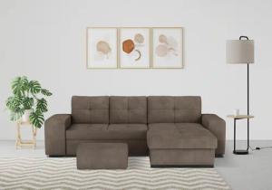 COTTA Ecksofa "Mattina L-Form", mit Hocker, wahlweise mit Bettfunktion & Bettkasten
