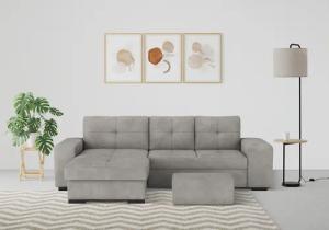COTTA Ecksofa "Mattina L-Form", mit Hocker, wahlweise mit Bettfunktion & Bettkasten