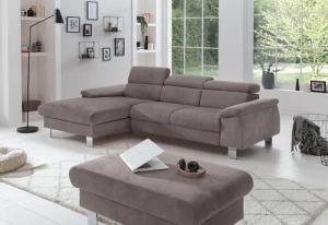 COTTA Polstergarnitur "Komaris L-Form", (Set), Set bestehend aus: Ecksofa mit Kopfteilverstellung & Hocker