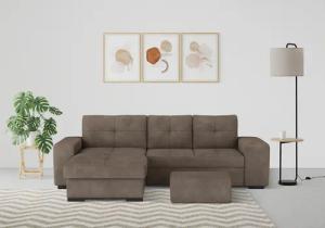 COTTA Ecksofa "Mattina L-Form", mit Hocker, wahlweise mit Bettfunktion & Bettkasten
