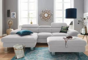 COTTA Polstergarnitur "Driver L-Form", (Set, 2 tlg.), Set bestehend aus: Ecksofa mit Kopfteilverstellung & Hocker