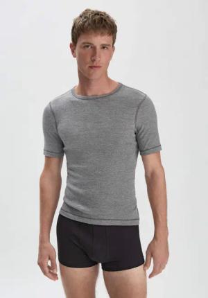 hessnatur Herren T-Shirt PURE FUNCTION mit Bio-Merinowolle und Seide - grau - Größe 6 = L