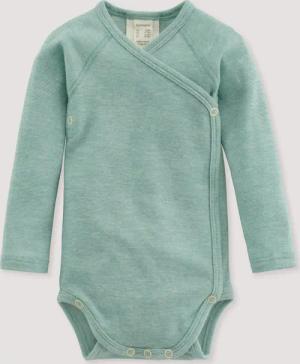 hessnatur Baby Wickelbody aus Bio-Baumwolle mit Bio-Merinowolle und Seide - grün - Größe 86/92