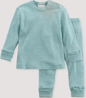 hessnatur Baby Pyjama aus Bio-Baumwolle mit Bio-Merinowolle und Seide - grün - Größe 86/92