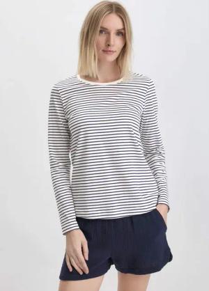 hessnatur Damen Schlafshirt PURE COTTON aus Bio-Baumwolle - blau - Größe 36