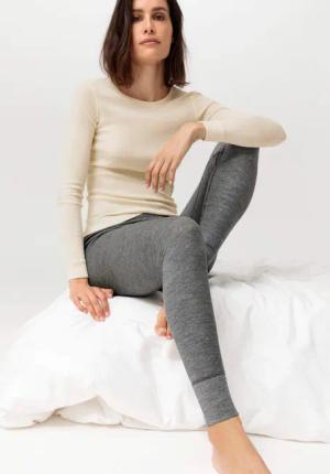 hessnatur Damen Leggings SILK & WARM TOUCH mit Bio-Merinowolle und Seide - grau - Größe 38