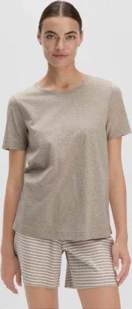 hessnatur Damen Pyjama PURE COTTON aus Bio-Baumwolle - beige - Größe 42