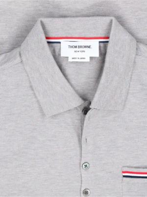 Thom Browne - Polo Logo "Pique Pocket" – Gray - Größe 3 - grau