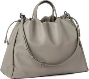 Brunello Cucinelli Crossbody Bags - Gathered Light Grey Calf Leather Bag With Monili C - Gr. unisize - in Grau - für Damen