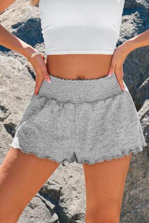 Graue Gesmokter Bund Strand-Shorts