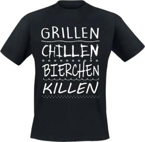 Sprüche T-Shirt - Grillen, Chillen, Bierchen, Killen - M bis 3XL - für Männer - Größe 3XL - schwarz