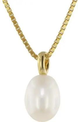 trendor Kette mit Anhänger Perlen-Anhänger Gold 333/8kt mit vergoldeter Silberkette