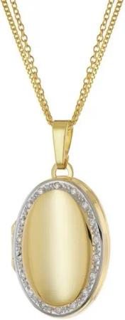 trendor Kette mit Anhänger Medaillon mit Diamanten Gold 333 an Vergoldeter Silberkette