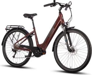 SAXXX E-Bike Trekkingrad Damen & Herren 28'' Deluxe Sport Wave, 418Wh, bis zu 100km, 9 Gang Shimano Alivio Schaltwerk, Kettenschaltung, Mittelmotor, 418 Wh, (mit Akku-Ladegerät, mit Akku-Schlüssel, mit Rahmenschloss), Federgabel, Gepäckträger, hydraulisch