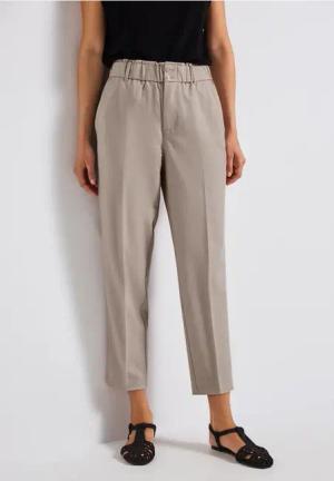 Street One Frauen Melange-Look Paperbag Hose in Beige, Gr: 32